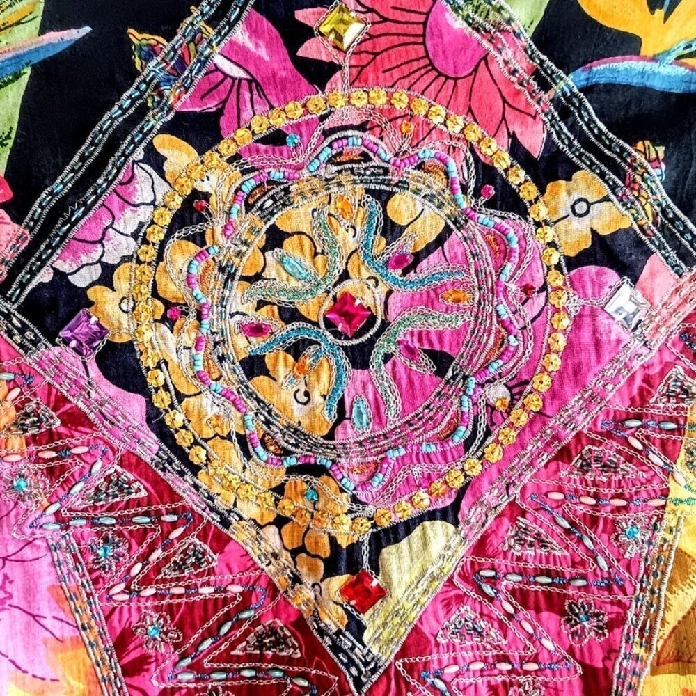 Vintage Sandy Starkman Pink Beaded Sequin Embellished Patchwork Jacket - Picture 5 of 8